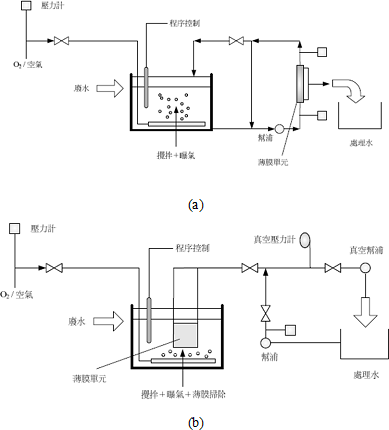 圖8 MBR 之種類 (a)外部迴流式或旁流式(b)沉浸式或整合式